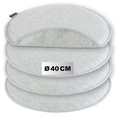 Immagine prodotto di Cuscino da sedia in feltro grigio - Set di 4 - 40 x 2,5 cm - Antiscivolo - Rotondo