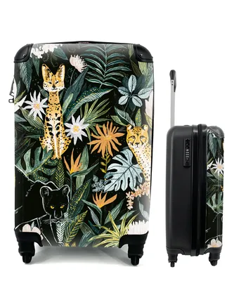 Produktbild von MuchoWow® Koffer Handgepäck Trolley Rollkoffer Kleine Reisekoffer mit 4 Rollen - Dschungel - Pflanzen - Panther - Cabin Size < 55x40x23 cm & 55x40x20 cm - Fotokoffer - Kabinenkoffer - Boardgepäck - Reise-Box - Reisekoffer - Reisegepäck - Koffer mit Bild - Trolley für Kinder