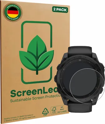 Produktbild von 2x ScreenLeaf Schutzfolie für Garmin Tactix 8 AMOLED (51 mm) nachhaltiger Displayschutz Display Schutz Folie Klar Transparent