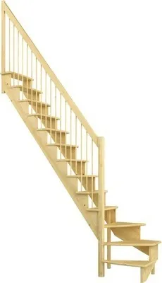Produktbild von Pertura Wangentreppe Filia Kiefer Leimholz Ohne Setzstufen Seitenwange kiefer 1/4-gewendelt unten links 75 cm 12 Stufen