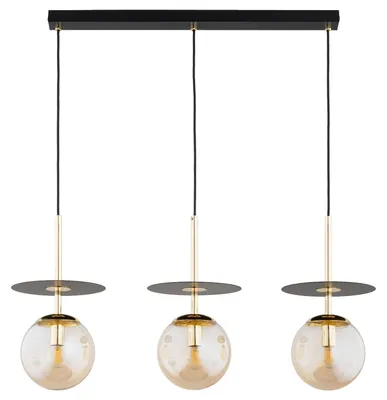 Obrázek produktu pro Závěsné svítidlo s jantarovými koulemi QEENCY, černé, 3xE14x10W, kov, rozměry: 80x20x76 cm, IP20, Alfa