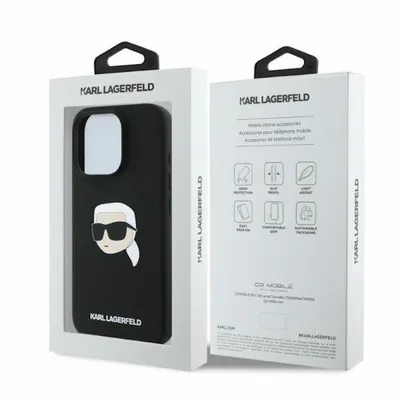 Obrázek produktu pro KARL LAGERFELD pouzdro pro IPHONE 16 Pro Max kompatibilní s MagSafe KLHMP16XSKHPPLK (Sil KL Head Print) černé