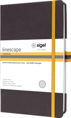 Zdjęcie produktu dla SIGEL LS106 Notatnik Linescape ok. A5 176 str. twarda oprawa w kratkę 80 g/m² ciemnoszary