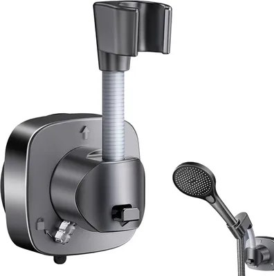 Imagen del producto de Soporte para ducha con ventosa, giratorio 360°, con altura ajustable, para cabezales de ducha manuales, color
