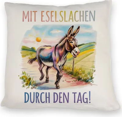 Produktbild von Mit Eselslachen durch den Tag Kissen