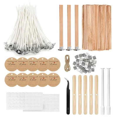 Kerzendocht-Set: 100 Baumwolldochte 10 cm + 30 Holzdochte 13 cm