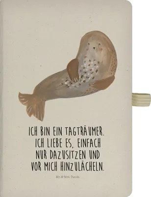 Produktbild von Mr. & Mrs. Panda Notizbuch A5 Robbe Lachen - Transparent - Geschenk, Reisetagebuch, Journal, Tagebuch, Strand, Nordsee, Ostsee, Seehund, Lustige Sprüche, Kladde