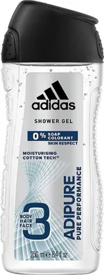 Produktbild von Adidas - 3-in-1 Duschgel - Adipure Pure Performance - Hautfreundlich - 0% Seifenfarbstoff - 250 ml - 1 Stück