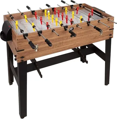 Obrázek produktu pro Hrací stůl 3 v 1: stolní fotbal s nohami, stolní hokej, biliár, rozměry 81 x 42 x 60 cm, pro 2-4 hráče, materiál: dřevo a ocel, robustní a odolný, deskové hry, fotbal
