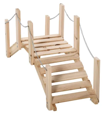Obrázek produktu pro Zahradní lávka, design z přírodního dřeva, pevné madlo, khaki