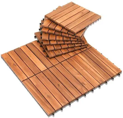 Productafbeelding van Houten Terrastegels en Balkontegels 30x30 cm - Weerbestendige Kliktegels voor Tuin en Balkon (4 m²)
