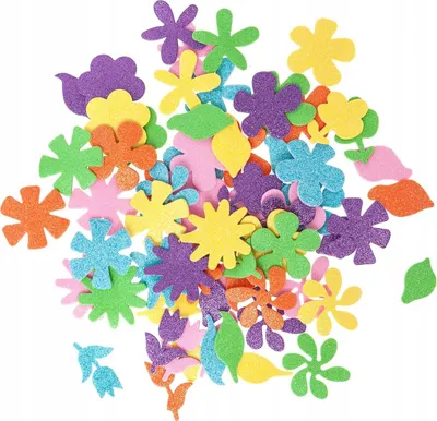 Image de Autocollants en mousse fleurs pailletées 72pcs