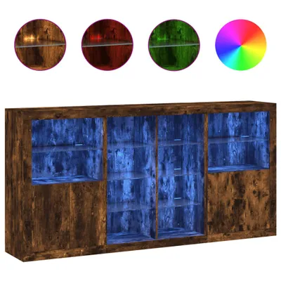 Obrázek produktu pro Příborník s LED osvětlením kouřový dub 202 x 37 x 100 cm