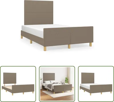 Produktbild von The Living Store Bettgestell mit Kopfteil Taupe 120x190 cm Stoff
