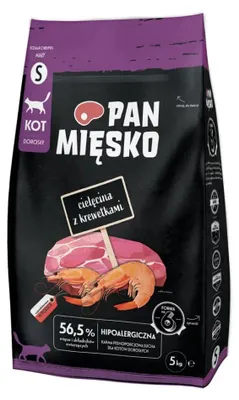 Produktbild von PAN MIĘSKO Kalb mit Garnelen Small - Trockenfutter für Katzen - 5 kg