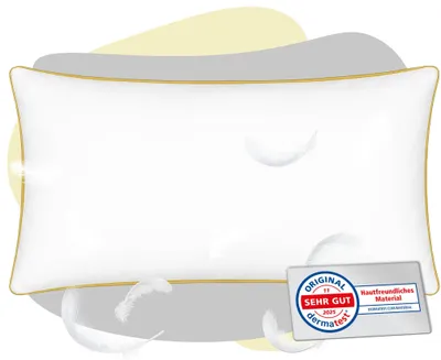 Produktbild von Federkissen - Kissen mit 100% Feder Füllung - Kopfkissen mit Baumwollbezug - Schlafkissen für erholsamen Schlaf - Federkopfkissen - 40x80cm