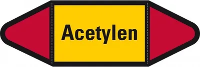 Produktbild von Aufkleber I Rohrleitungsetikett Acetylen, gelb/schwarz/rot, für Ø ab 90mm, 30...