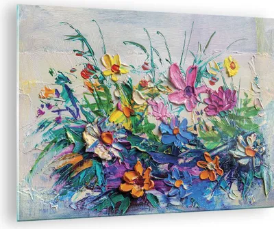 Produktbild von Bilder auf glas - Einteilig - Blumen die Farben pastos - 70x50cm - Glasbilder - Wandbilder - Bilder - zum Aufhängen bereit - Wanddekoration aus Glas - Glas Bilder - Wandbild auf Glas - GAA70x50-4521