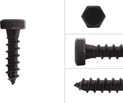 Produktbild von Sechskant Holzschrauben verzinkt schwarz M8 x 30 mm - 25 Stück