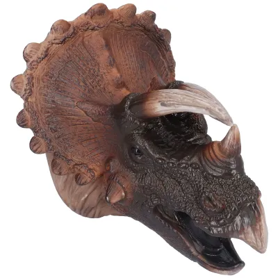 Imagen del producto de Marioneta de goma de Triceratops, marioneta de mano de Triceratops, marionetas de mano con forma de cabeza de dinosaurio, manos de dinosaurio, marioneta de mano para niños, juguetes de Triceratops
