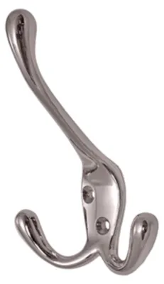 Produktbild von Dreifacher Kleiderhaken aus Zamak, verchromt, 100 mm, Set mit 12 Stück