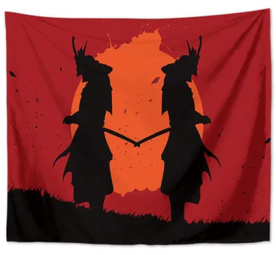 Produktbild von Wandbehang Samurai 200 x 150 cm Japan Polyester Wandtuch Wandteppich Tapisserie
