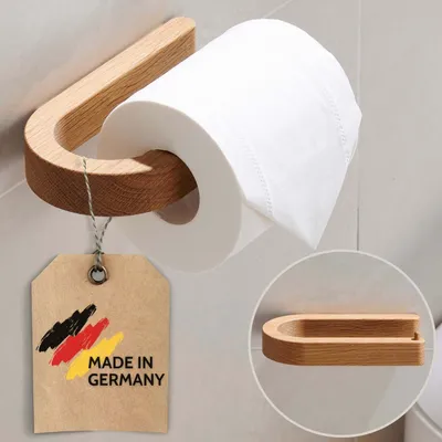 Produktbild von DEKAZIA® Toilettenpapierhalter Holz | Toilettenpapierhalter ohne Bohren | Klopapierhalter ohne Bohren | Klorollenhalter ohne Bohren | WC Papier Halterung | Klopapier Halterung WC Rollenhalter Eiche