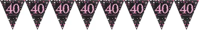 Produktbild von Pink 40th Birthday Wimpelkette 4m