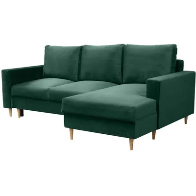 Produktbild von Ecksofa DAVE L-Form 230 cm, Grün, Sofa mit Schlaffunktion, Bettkasten, Ottomane rechts