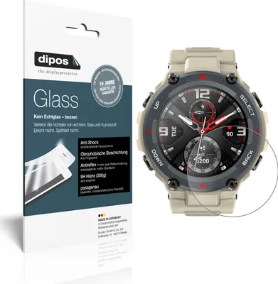 Produktbild von 2x Schutzfolie für Huami Amazfit T-Rex matt - Anti-Shock 9H Folie dipos Glass Kunststoffglas