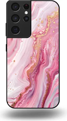 Produktbild von Smartphonica Handytasche passend für Samsung Galaxy S21 Ultra mit Marmordruck - TPU Rückseitenschutzhülle Marmordesign - Pink