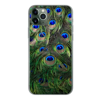 Produktbild von MuchoWow® Handyhülle Schutzhülle Hülle für iPhone 11 Pro Max Nahaufnahme von Pfauenfedern Silikon Softcase Handy Hülle - Schutz