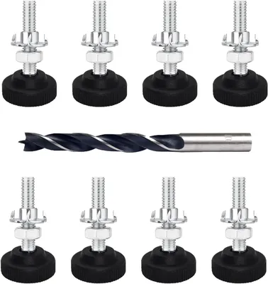 Produktbild von 8 Stück verstellbare Möbelfüße aus Metall, M8x46mm mit Zubehör