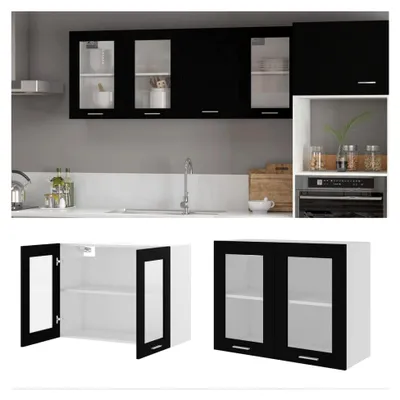 Produktbild von Hängeschrank Lyon, Schwarz, 80 x 31 x 60 cm, Holzwerkstoff