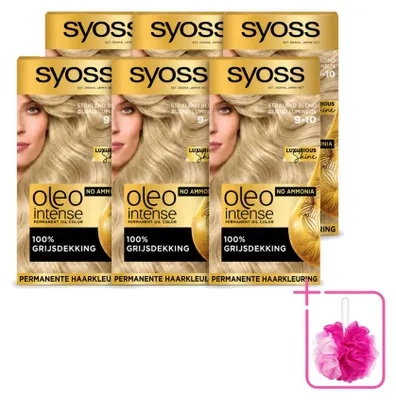 Zdjęcie produktu dla 6 sztuk farby do włosów Syoss Oleo Intense 9-10, jasny blond, bez amoniaku, zestaw ekonomiczny