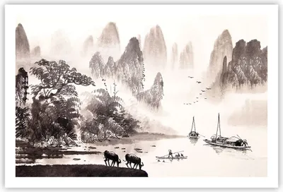 Produktbild von Poster - Poster ohne Rahmen - Chinesisch Landschaft Aquarell - 91,5x61 cm - Wand Bild - Wanddeko - Wandbilder - Kunstposter - Wandposter - Bilder - Kunstdruck - Wandbild - P2XAA91x61-4265
