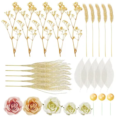 28 Blumeneinsätze aus Papier für Torten, weiß/rosa/gold
