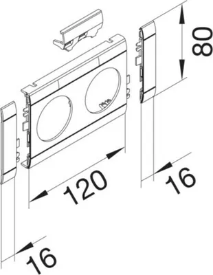 Produktbild von Hager Blende 2-fach Steckdose zu Oberteil 80mm beschriftbar anreihbar hfr lichtgrau, Grau, Acrylnitril-Butadien-Styrol (ABS), Hager, 152 mm, 80 mm, 1 Stück(e)