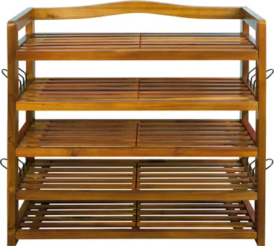 Produktbild von CASARIA® Schuhregal mit 5 Ebenen 95x26x82cm FSC®-Zertifiziert Akazien Holz Massiv Bad Diele Flur Bad Schuhschrank Schuhaufbewahrung Schuhständer Braun