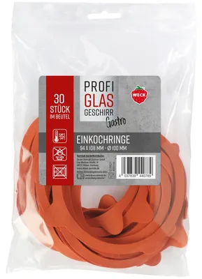 Produktbild von Gummiring Weckglas Einkochring Ersatzring - 94 x 108 mm - Orange - Ø 100 mm - 30 Stück