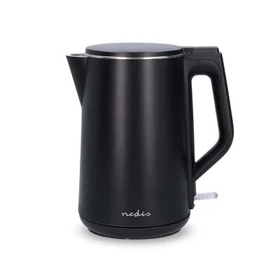 Produktbild von Nedis Wasserkocher - 1.5 l - Kunststoff - Schwarz - Um 360 Grad drehbar - Verdecktes Heizelement - Strix Controller - Boil-dry protection