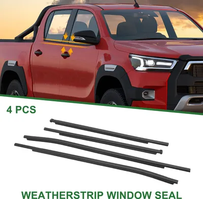 Image de Joint D'Étanchéité De Fenêtre, Joint D'Étanchéité De Garniture De Fenêtre, Pour Toyota Hilux 2015, PVC, No.681600K010/681800K010/682100K010/682300K010, Noir, 4Pcs