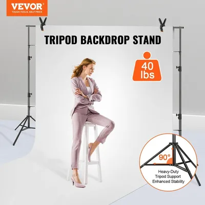 Produktbild von 12 x 10 ft Heavy Duty Backdrop Stand, Height Adjustable Photography Backdrop Stand, Background Support System with 6 Clamps and A Carry Bag, for Party, Wedding, Display, Photo