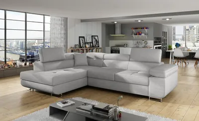 Produktbild von Krudox ANT Ecksofa 272x203 cm mit Schlaffunktion & Bettkasten, Kopfstützen, links, Stoff Sawana 21