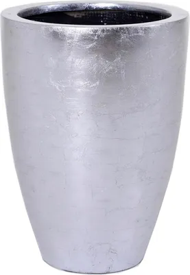 Produktbild von VIVANNO Blumentopf Fiberglas OPALA Rund, Blattsilber Blattoptik hochglanz - 40x40x55 cm
