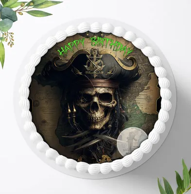 Produktbild von Für die Geburtstags Torte ein Tortenaufleger, Zuckerbild mit dem Motiv: Piraten, Essbares Foto für Torten, Fondant, Ø 20cm, 2280z