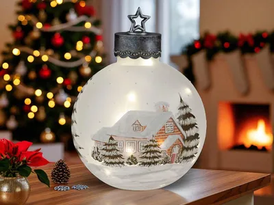 Produktbild von formano XXL LED Deko-Kugel 35 cm Winterdekor Glaskugel Timer 6 h/18 h beleuchtet
