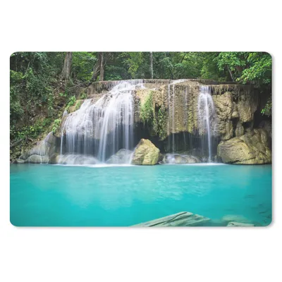 Produktbild von MuchoWow® Schreibtischunterlage Wasser - Wasserfall - Bäume 60x40 cm - XXL Mauspad - Großes Mauspad