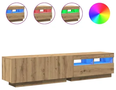 Produktbild von vidaXL TV-Schrank mit LED-Leuchten Artisan-Eiche 180x35x40 cm