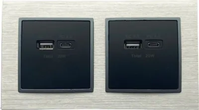 Produktbild von 2569 ABELKA ALU si/sw 2x USB-Ladedose